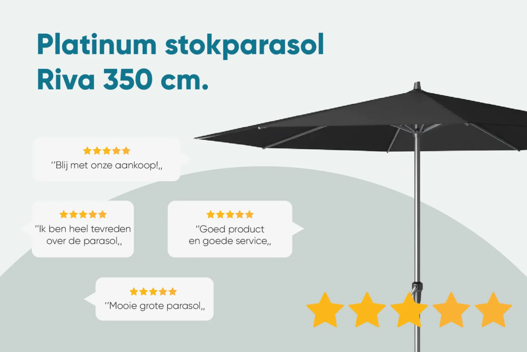 Platinum Riva stokparasol 3,5 m. rond - Light grey