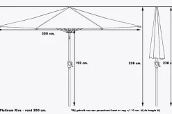 Platinum Riva stokparasol 3 m. rond - Wit