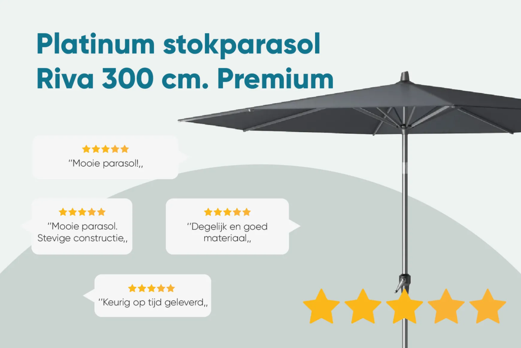 Platinum Riva stokparasol 3 m. rond - Premium - Manhattan Grey