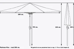 Platinum Riva stokparasol 2,5 m. rond - Olive