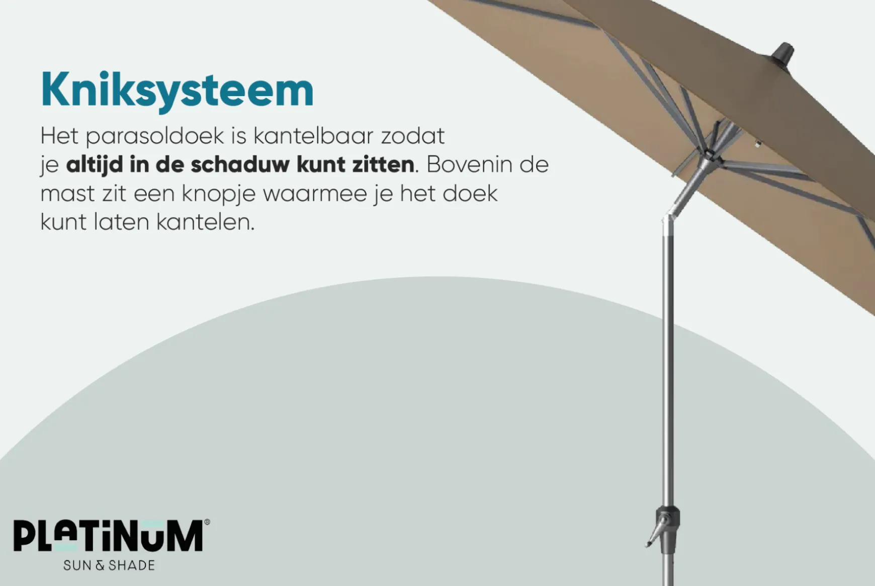 Platinum Riva stokparasol 2,5x2,5 m. - Wit