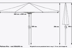 Platinum Riva stokparasol 3x2 m. - Wit