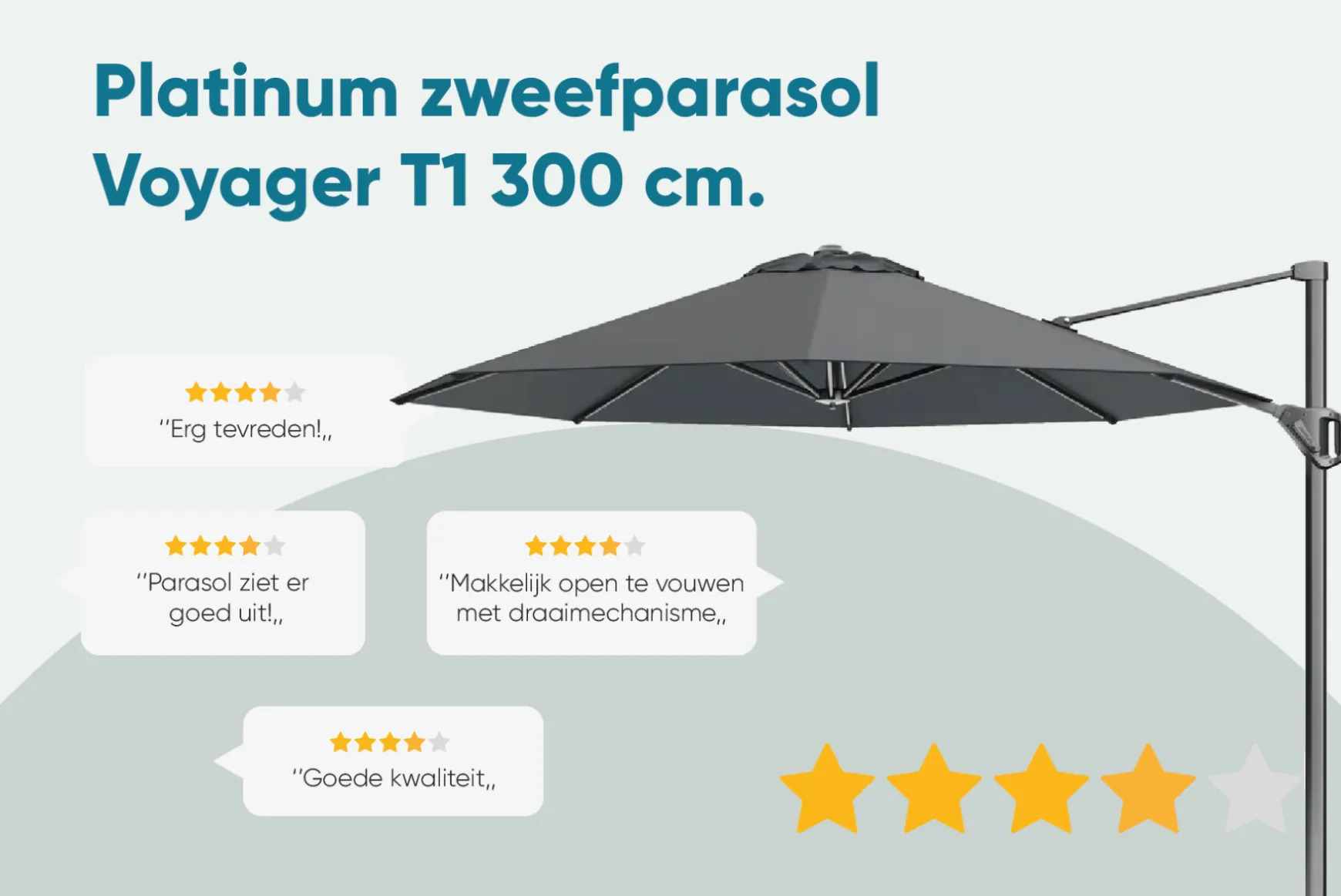 Platinum Voyager Ronde Zweefparasol T1 3m. - Taupe