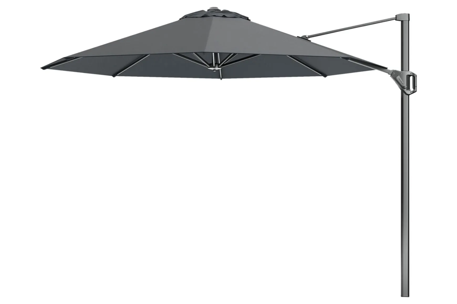 Platinum Voyager ronde zweefparasol T1 3 m. - Antraciet met voet en hoes