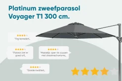 Platinum Voyager ronde zweefparasol T1 3 m. - Taupe met voet en hoes
