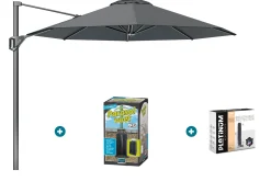 Platinum Voyager ronde zweefparasol T1 3 m. - Antraciet met ingraafvoet en hoes