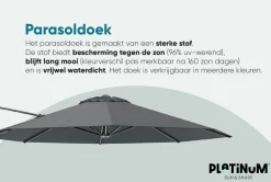 Platinum Voyager ronde zweefparasol T1 3 m. - Taupe met ingraafvoet en hoes