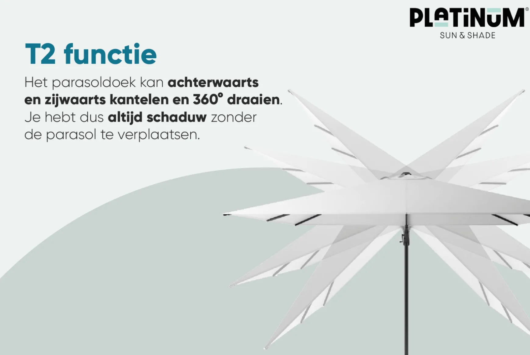 Platinum Voyager Vierkante Zweefparasol T2 2,7x2,7 m. - Antraciet