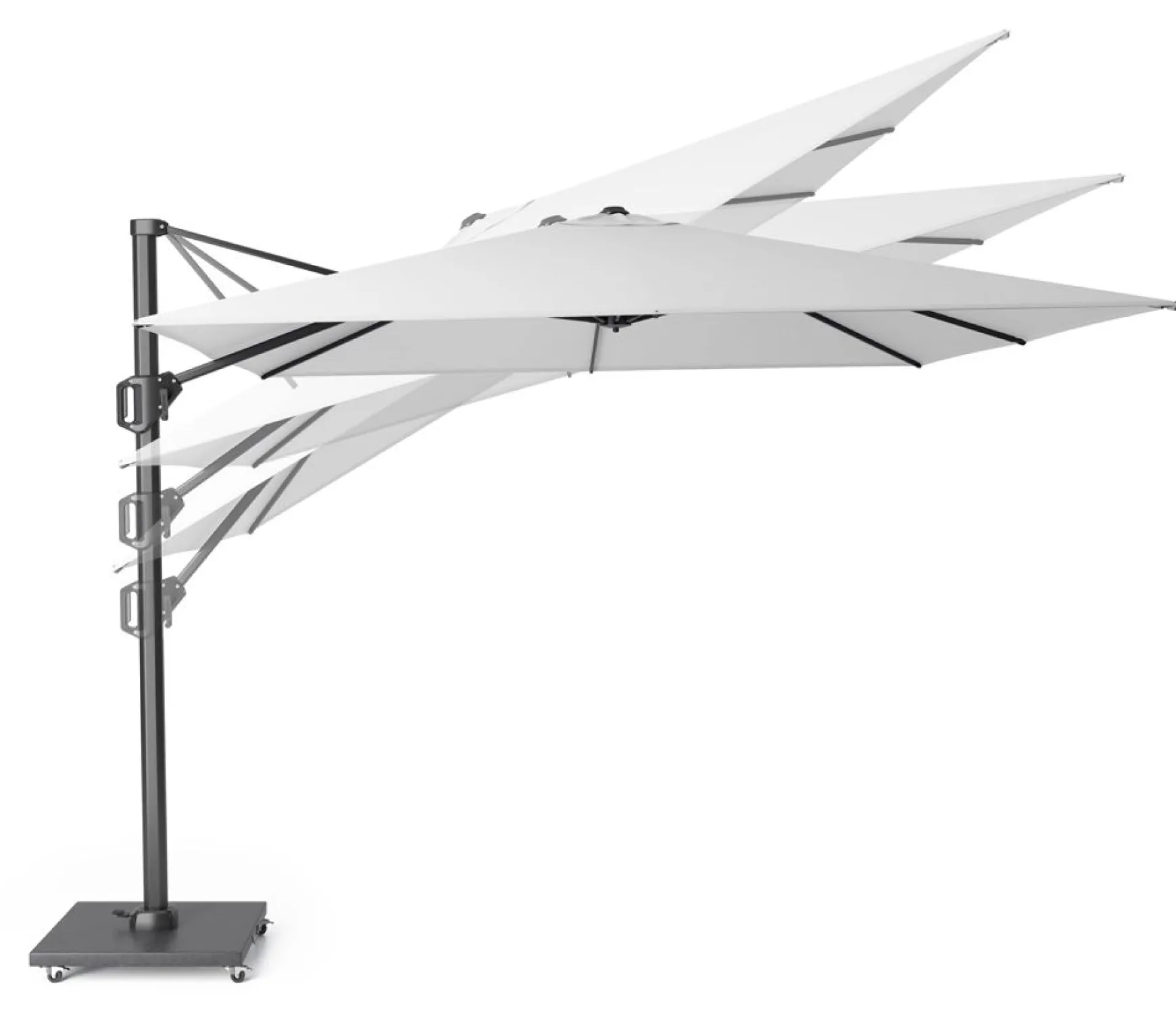 Platinum Voyager Vierkante Zweefparasol T1 2,5x2,5 m. - Antraciet