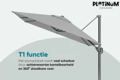 Platinum Voyager Vierkante Zweefparasol T1 2,5x2,5 m. - Light Grey