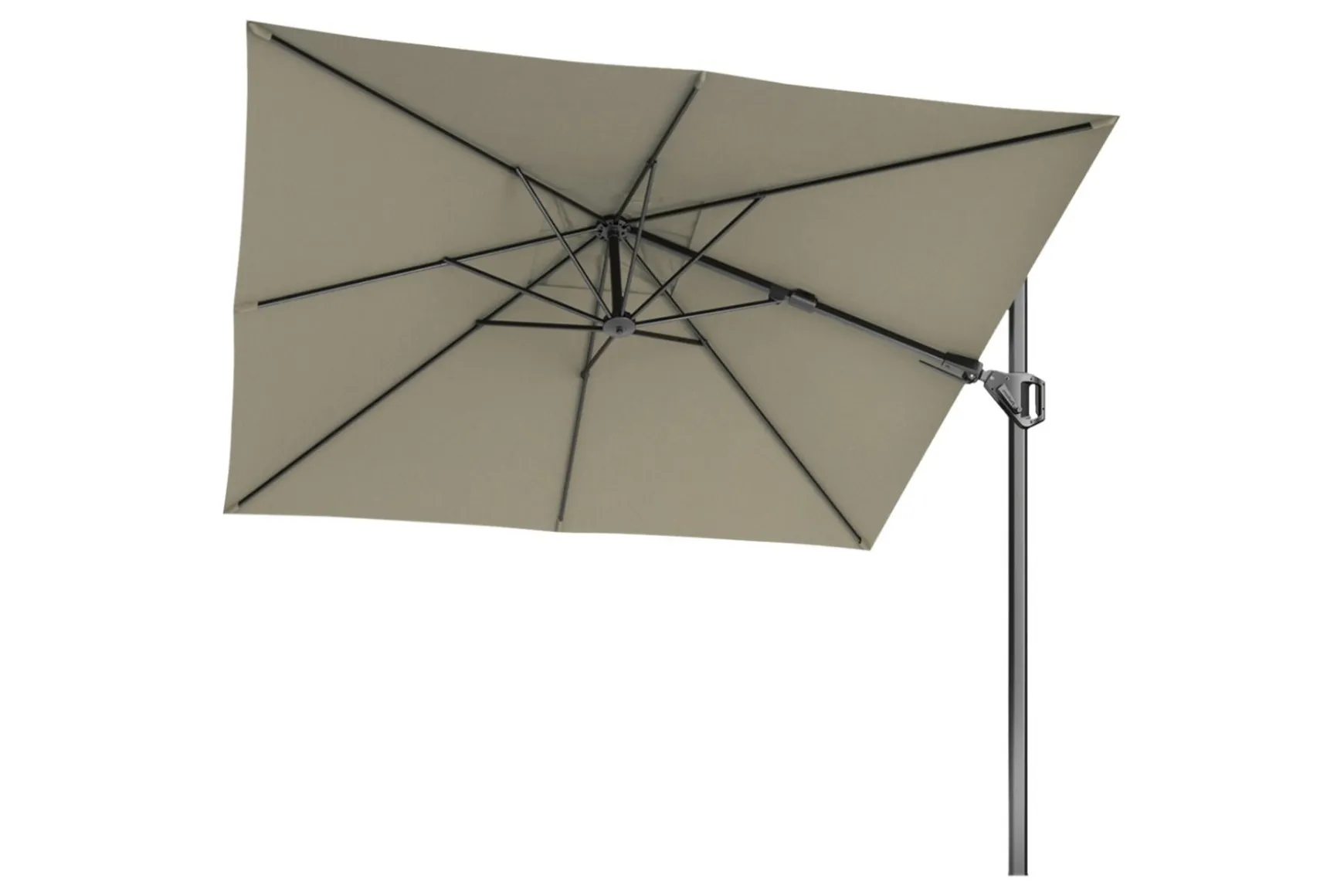 Platinum Voyager zweefparasol T2 2,7x2,7 m. - Taupe met voet en hoes