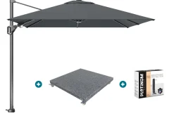 Platinum Voyager zweefparasol T2 2,7x2,7 m. - Antraciet met voet en hoes