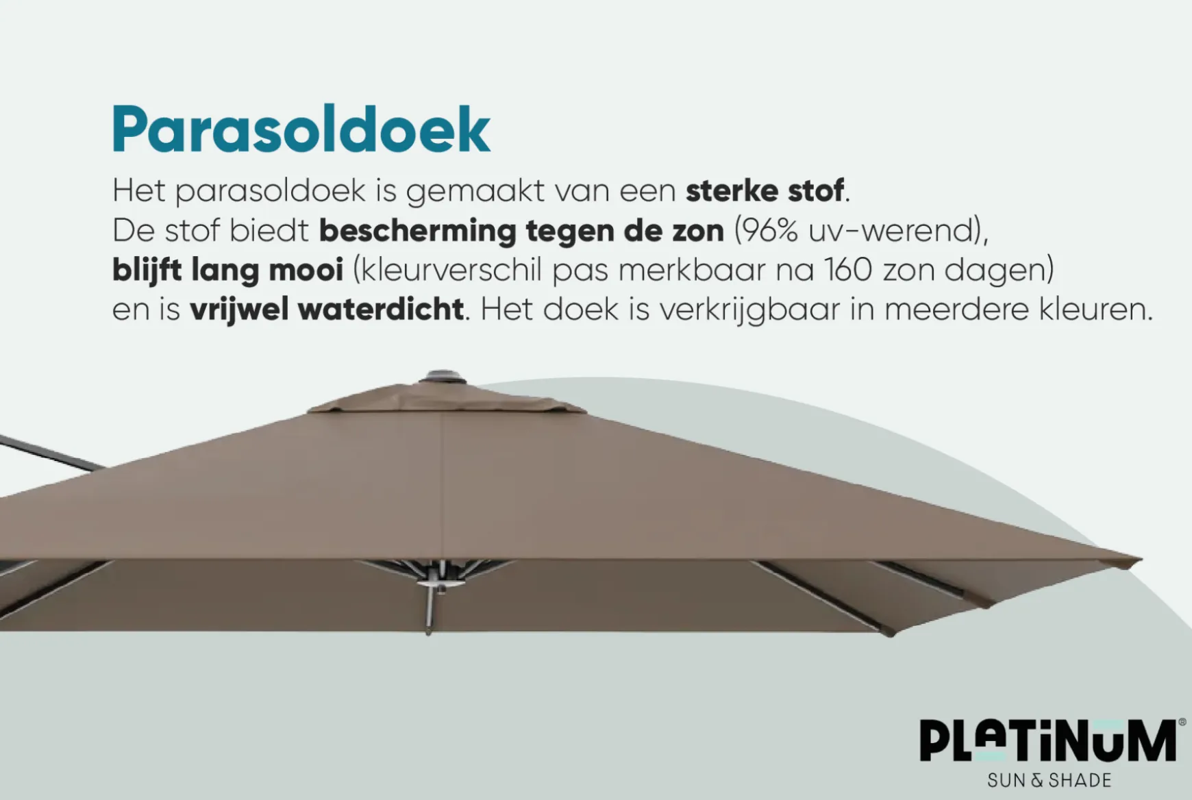 Platinum Voyager zweefparasol T2 2,7x2,7 m. - Antraciet met voet en hoes