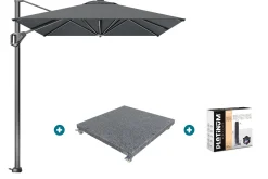 Platinum Voyager zweefparasol T1 3x2 m. - Antraciet met voet en hoes