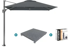 Platinum Voyager zweefparasol T1 2.5x2.5 m. - Antraciet met voet en hoes