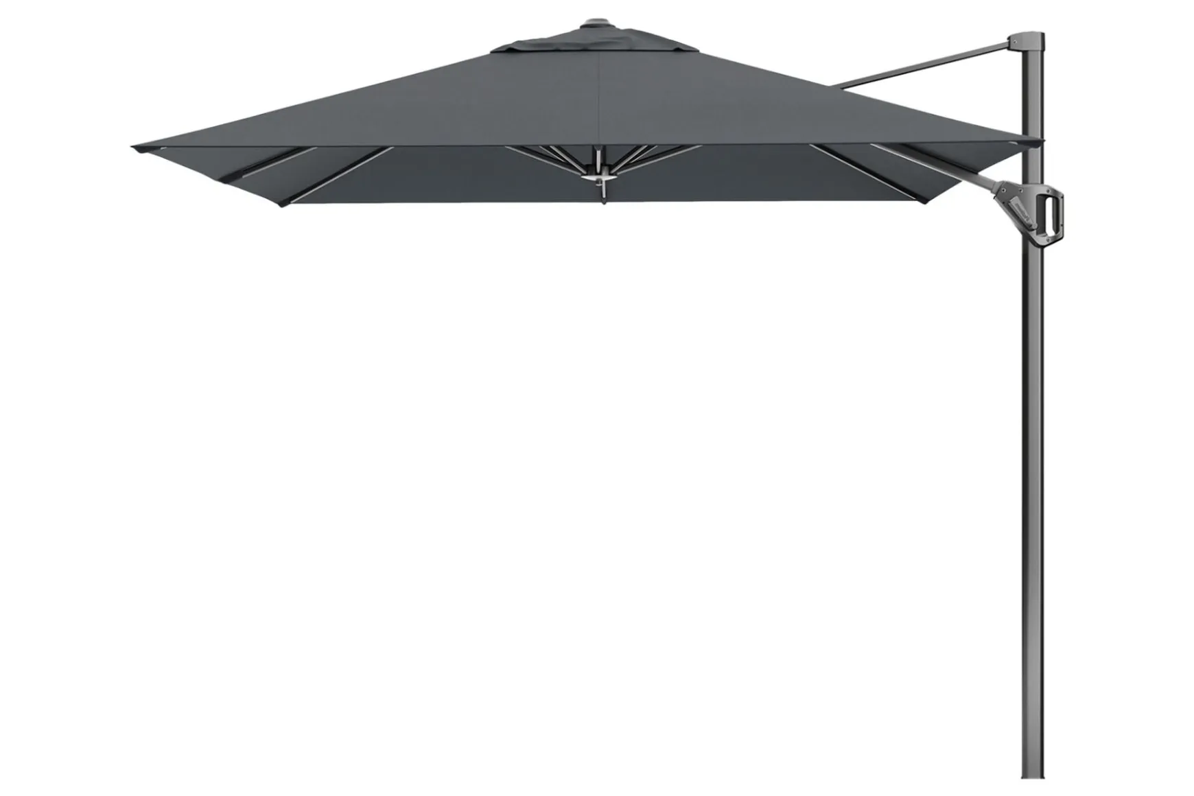 Platinum Voyager zweefparasol T1 2.5x2.5 m. - Antraciet met voet en hoes