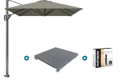 Platinum Voyager zweefparasol T1 3x2 m. - Taupe met voet en hoes
