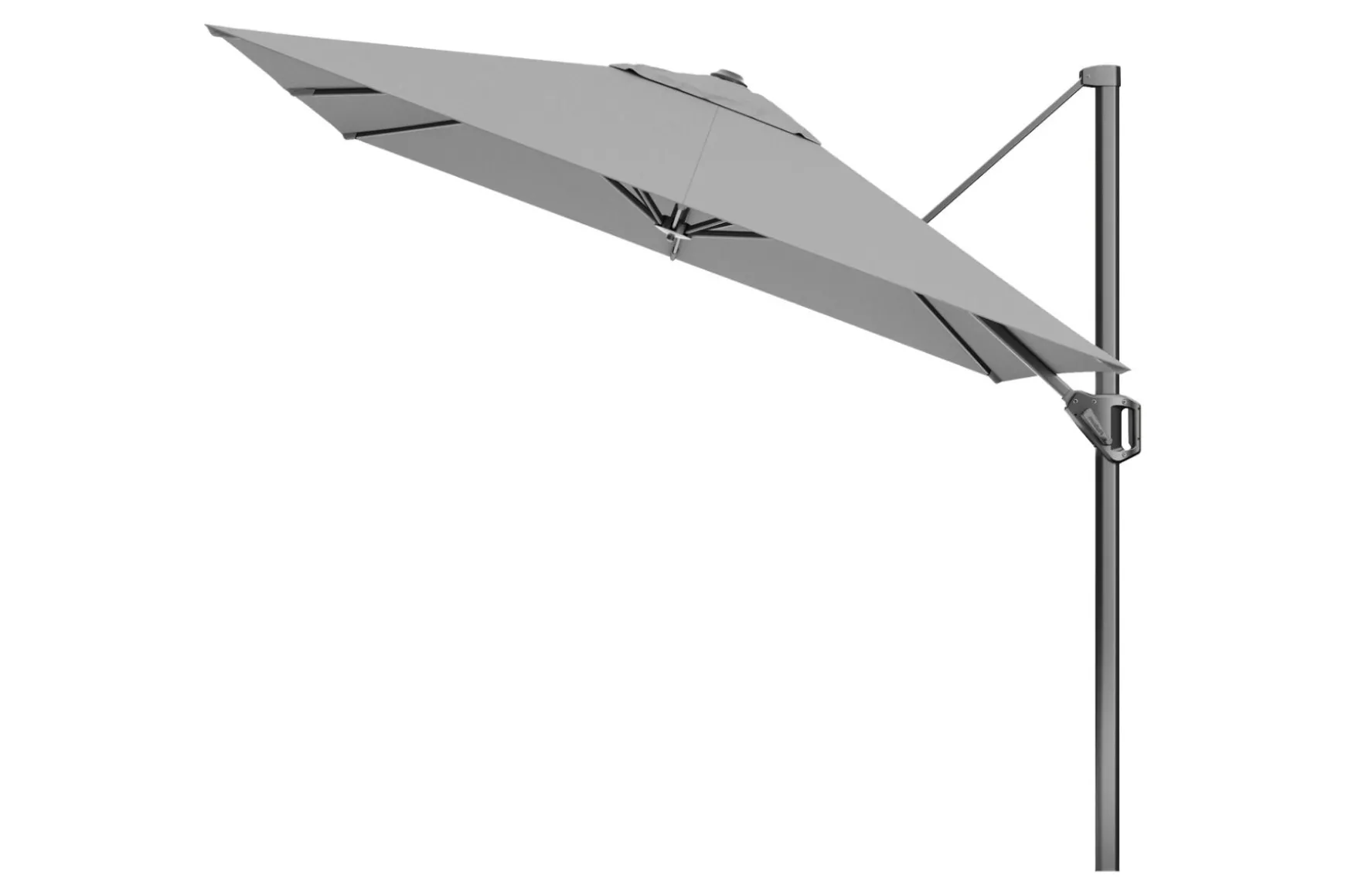 Platinum Voyager zweefparasol T1 2.5x2.5 m. - Light Grey met voet en hoes