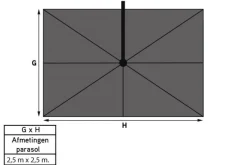 Platinum Voyager zweefparasol T1 2.5x2.5 m. - Light Grey met voet en hoes
