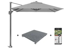 Platinum Voyager zweefparasol T1 2.5x2.5 m. - Light Grey met voet en hoes