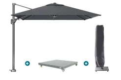 Platinum Voyager zweefparasol T2 2,7x2,7 m. - Faded Black met voet en hoes