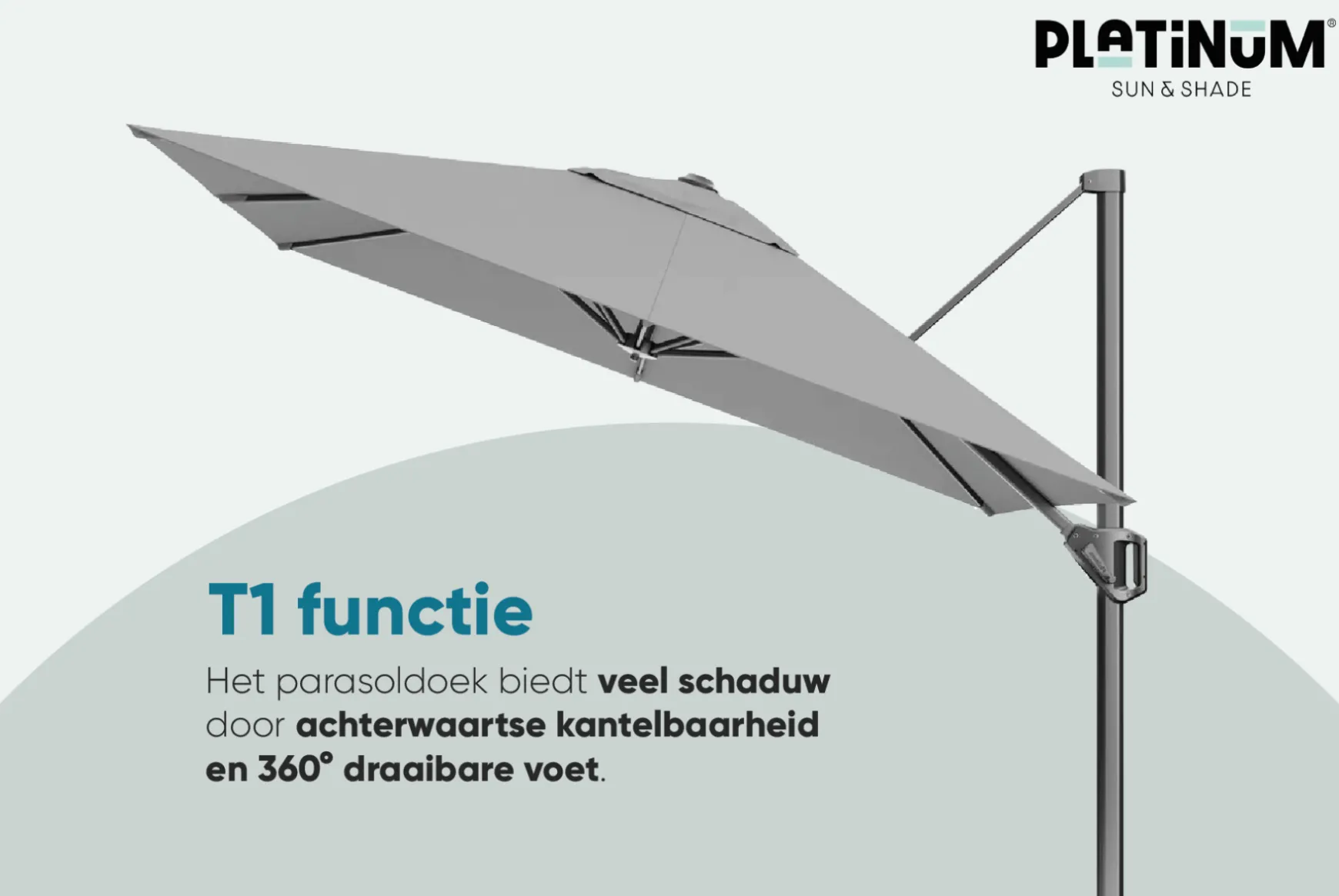 Platinum Voyager zweefparasol T1 2.5x2.5 m. - Taupe met voet en hoes