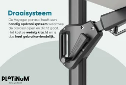 Platinum Voyager zweefparasol T2 2,7x2,7 m. - Faded Black met ingraafvoet en hoes