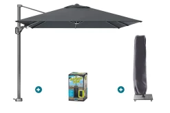 Platinum Voyager zweefparasol T2 2,7x2,7 m. - Faded Black met ingraafvoet en hoes
