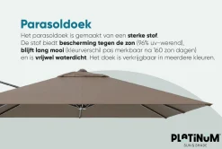 Platinum Voyager zweefparasol T2 2,7x2,7 - Antraciet met ingraafvoet en hoes