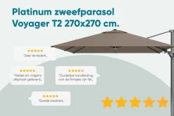 Platinum Voyager zweefparasol T2 2,7x2,7 - Antraciet met ingraafvoet en hoes