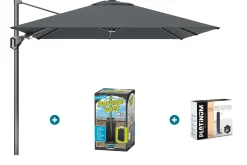 Platinum Voyager zweefparasol T2 2,7x2,7 - Antraciet met ingraafvoet en hoes