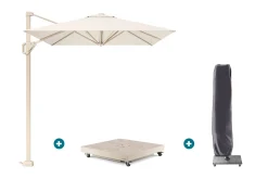 Platinum Voyager zweefparasol T1 2,5x2,5 m. - Sand Ivory met vulbare voet en hoes