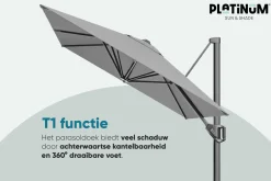 Platinum Voyager zweefparasol T1 2,5x2,5 m. - Sand Ivory met vulbare voet en hoes