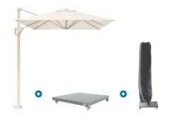 Platinum Voyager zweefparasol T1 2,5x2,5 m. - Sand Ivory met voet en hoes