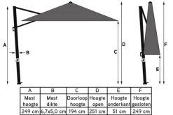Platinum Voyager zweefparasol T1 2.5x2.5 m. - Antraciet met ingraafvoet en hoes