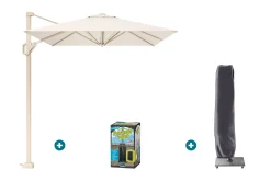 Platinum Voyager zweefparasol T1 2,5x2,5 m. - Sand Ivory met ingraafvoet en hoes