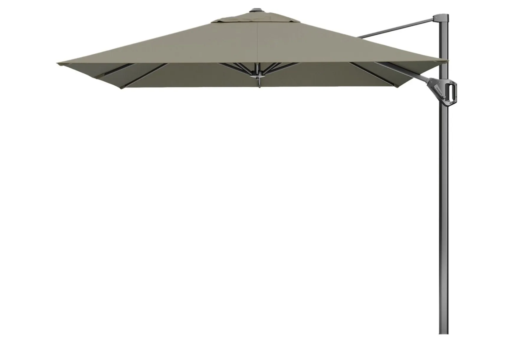 Platinum Voyager zweefparasol T1 2.5x2.5 m. - Taupe met ingraafvoet en hoes