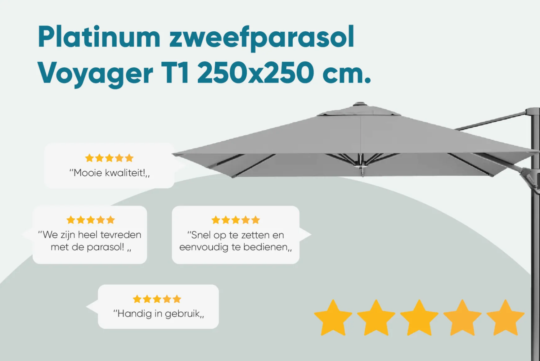 Platinum Voyager zweefparasol T1 2.5x2.5 m. - Taupe met ingraafvoet en hoes