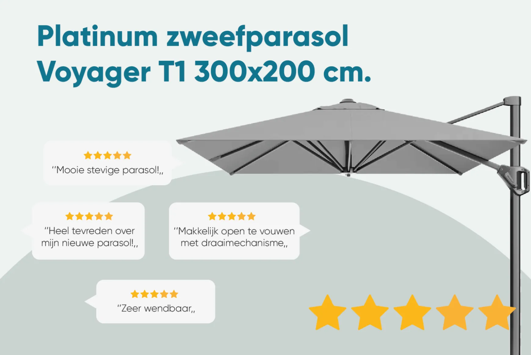 Platinum Voyager zweefparasol T1 3x2 m. - Antraciet met ingraafvoet en hoes