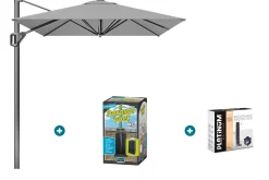 Platinum Voyager zweefparasol T1 3x2 m. - Light Grey met ingraafvoet en hoes