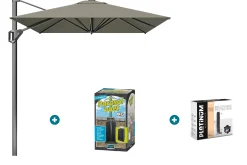 Platinum Voyager zweefparasol T1 3x2 m. - Taupe met ingraafvoet en hoes