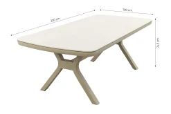 Ponto dining tuintafel keramiek 220x100 cm. - Latte