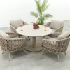 Romeo/Aversa 4-persoons ronde verstelbare low-dining tuinset Ø120 cm. - Latte