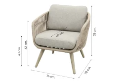 Romeo/Aversa 4-persoons ronde verstelbare low-dining tuinset Ø120 cm. - Latte