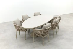 Romeo/Lecce organische tuinset voor 6 personen 240x120 cm. - Latte