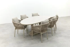 Romeo/Lecce organische tuinset voor 6 personen 240x120 cm. - Latte