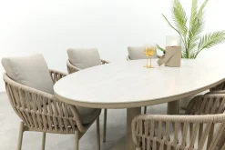 Romeo/Lecce organische tuinset voor 6 personen 240x120 cm. - Latte