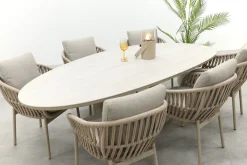 Romeo/Lecce organische tuinset voor 6 personen 240x120 cm. - Latte