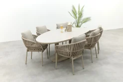 Romeo/Lecce organische tuinset voor 6 personen 240x120 cm. - Latte