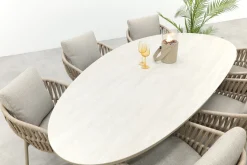 Romeo/Lecce organische tuinset voor 6 personen 240x120 cm. - Latte